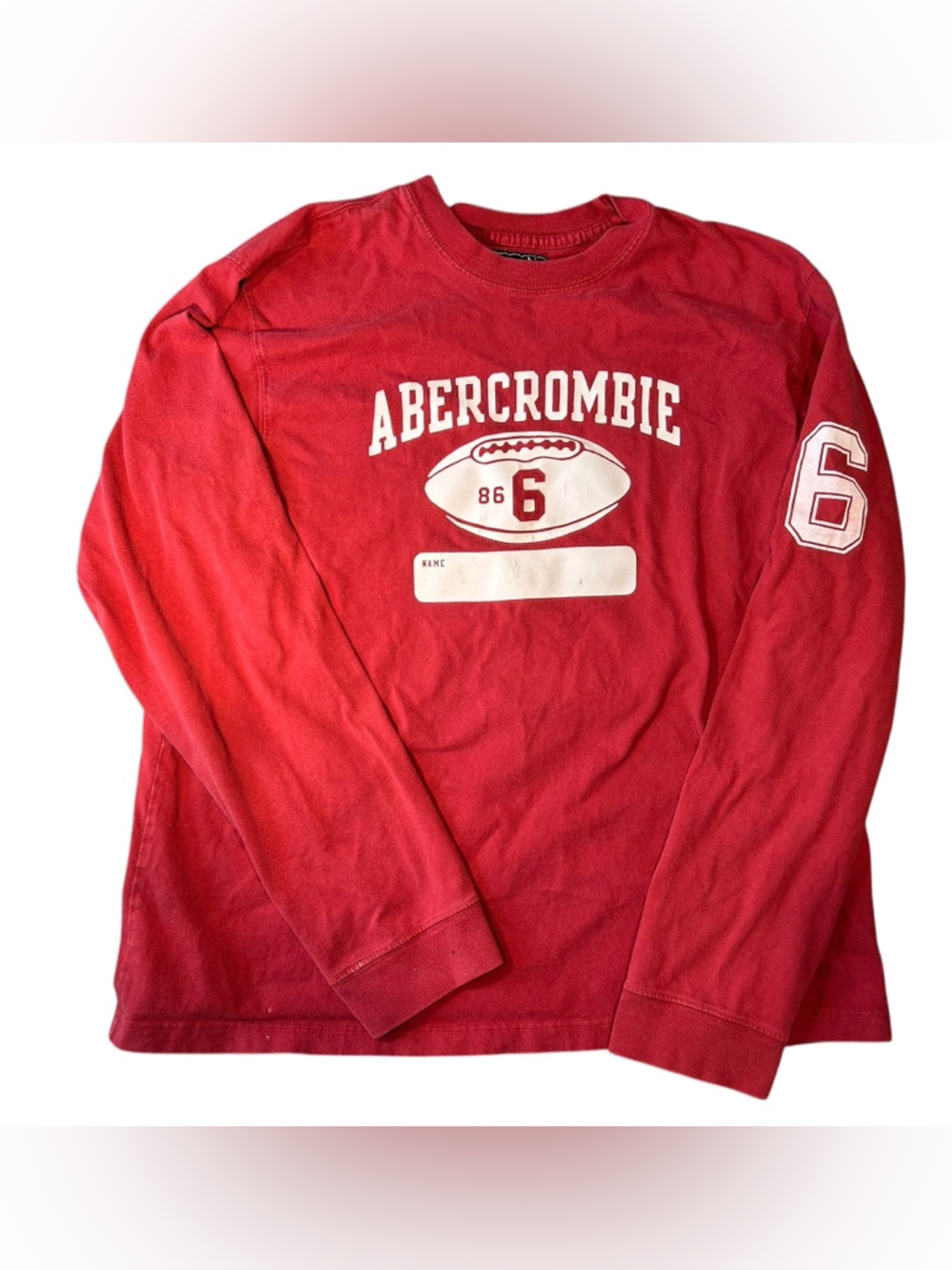 Men’s XL red and white Abercrombie & fitch long sleeve pullover!